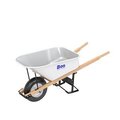 Bon Tool Steel Tray Wheelbarrow with Leg Stabilizer - 6 CU Feet - Single Knobby Tire - Wood Handle 34-260